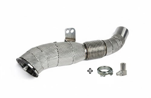 Sector Performance B58 Downpipe 4.5 Zoll Bundle inklusive Lambda-Spacer und V-Band Schelle für BMW M140i Supra A90 usw.